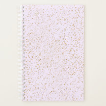 Caderno com respingos rosa e dourado