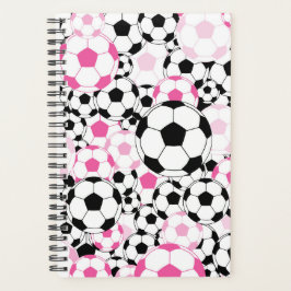 Agenda Caderno da Bola de Futebol Rosa e Preta