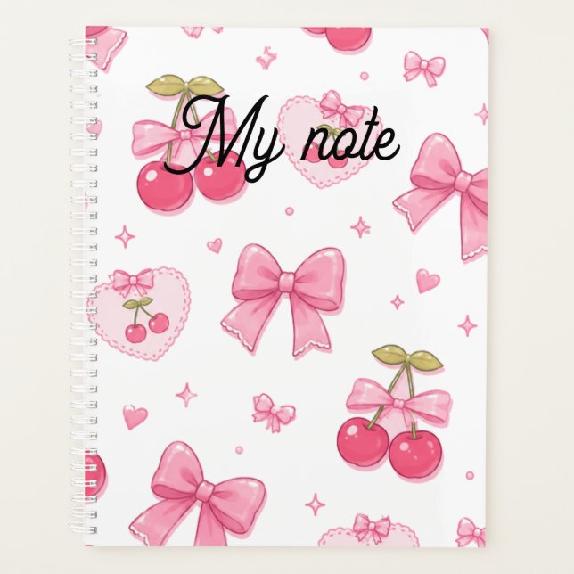 Agenda Caderno de Arcos Rosa e Cerejas | Kawaii Coquet (Frente)