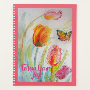 Agenda Caderno de Tulipas Rosa Florais Flores