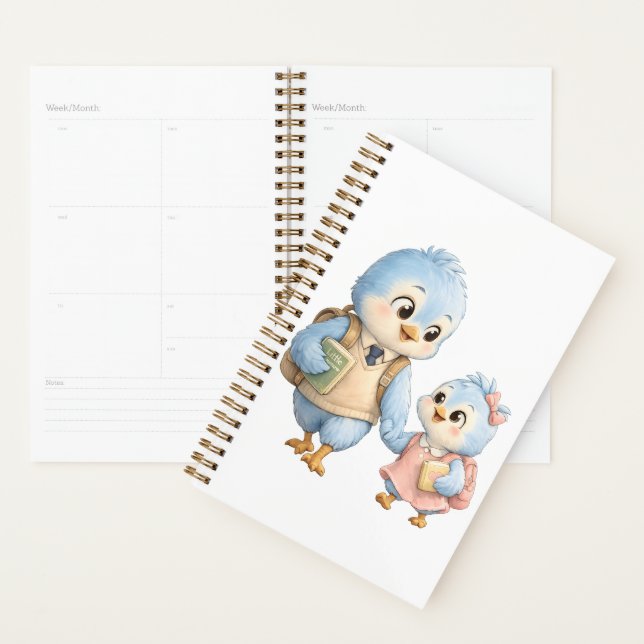 Agenda Caderno Diário de Planeamento de Pássaro Fofo (Exibição)