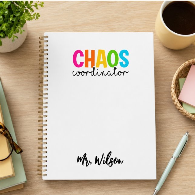 Agenda Caderno do Coordenador de Caos – Citação Divertida (Chaos Coordinator Notebook – Funny Teacher Quote)