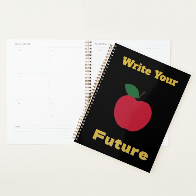 Agenda Caderno Elegante de Maçã Vermelha – Texto Dourado  (Exibição)