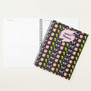 Agenda Caderno Espiral com Padrão Personalizado de Flores