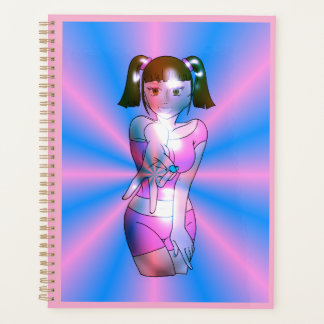 Agenda Caderno Espiral Estrela Explosão Rosa Garota Anime
