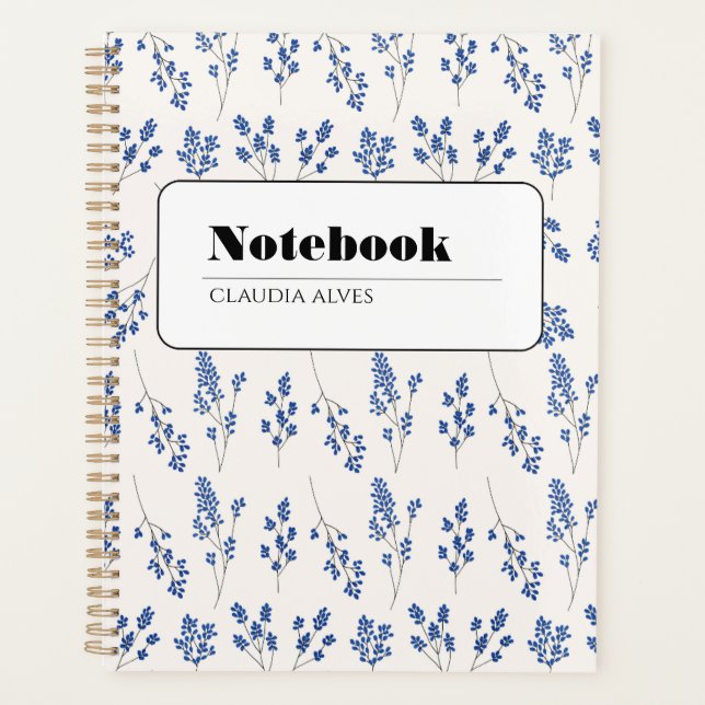 Agenda Caderno Floral Azul Elegante (Frente)
