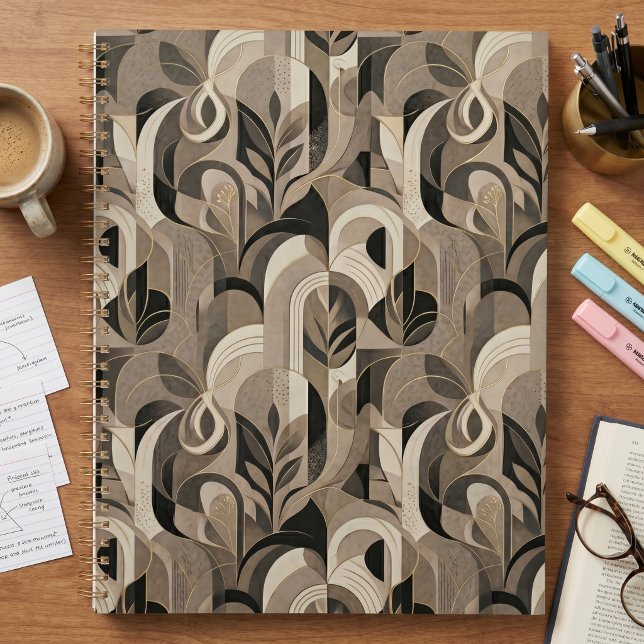 Agenda Caderno Geométrico Abstrato Neutro Elegante (Criador carregado)