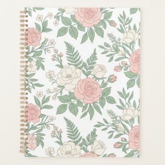 Agenda Caderno Jornal Floral Rosa Elegante Vintage