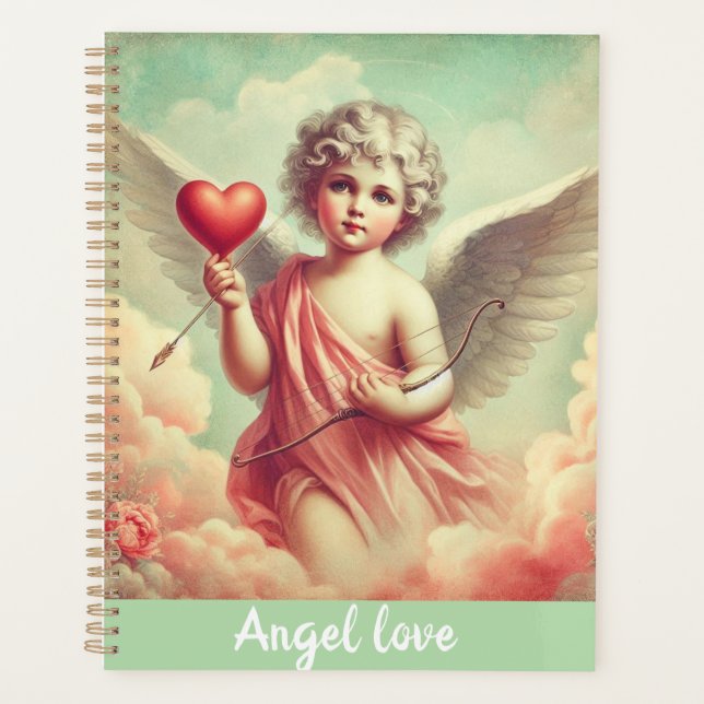 Agenda caderno personalizado anjo cupido com coração  (Frente)