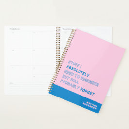 Agenda Caderno Personalizado Moderno Rosa Azul Nome Perso