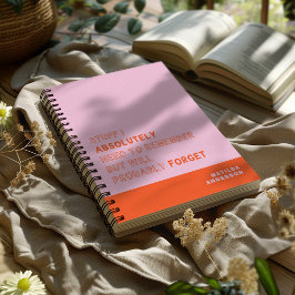 Agenda Caderno Personalizado Moderno Rosa Laranja Nome Cu