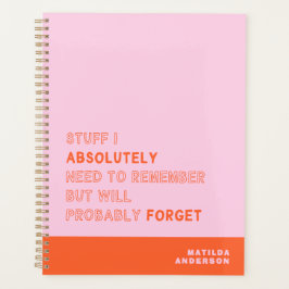 Agenda Caderno Personalizado Moderno Rosa Laranja Nome Pe