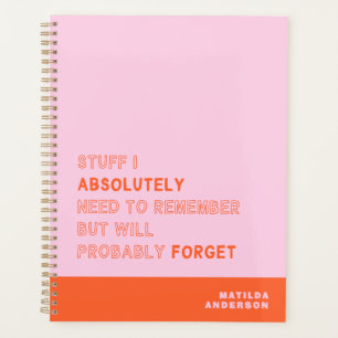 Agenda Caderno Personalizado Moderno Rosa Laranja Nome Pe
