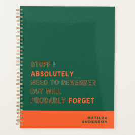Agenda Caderno Personalizado Moderno Verde Laranja Nome C