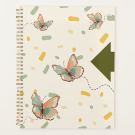 Agenda Caderno Planeador Borboleta Estético Verde Menta