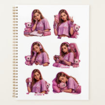 Caderno Planeador de Menina Anime Rosa Fofa