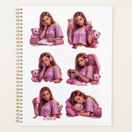 Agenda Caderno Planeador de Menina Anime Rosa Fofa