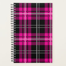 Caderno Planeador Xadrez Rosa e Preto