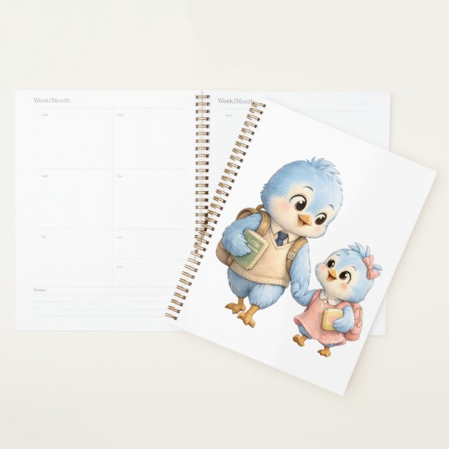 Agenda Caderno Semanal de Planeamento de Pássaros Fofos (Exibição)