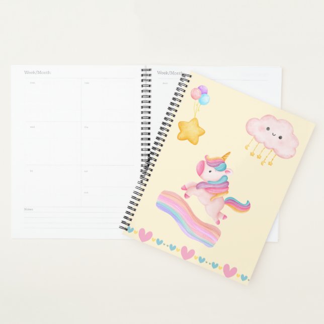 Agenda Caderno Sonhos de Unicórnio Pastel (Exibição)