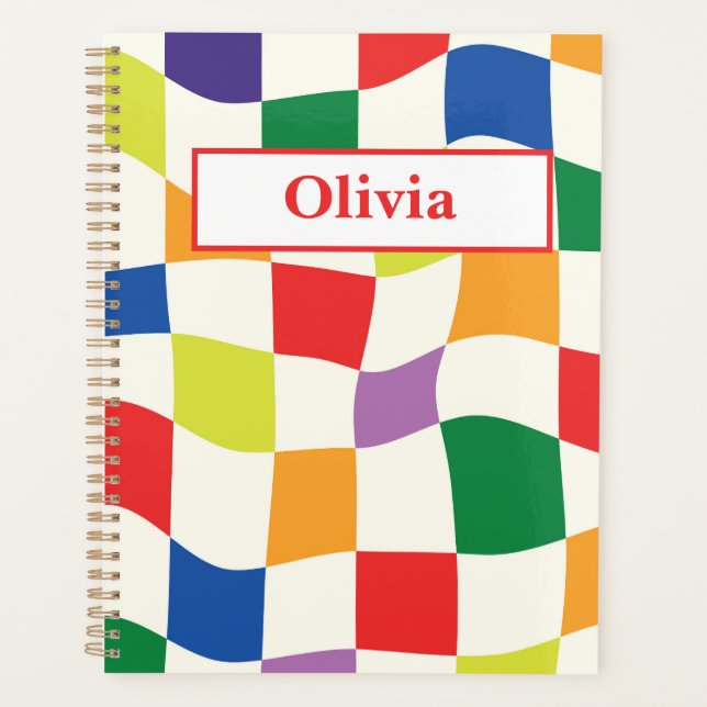 Agenda Cadernos Personalizados com Xadrez Distorcido Colo (Frente)