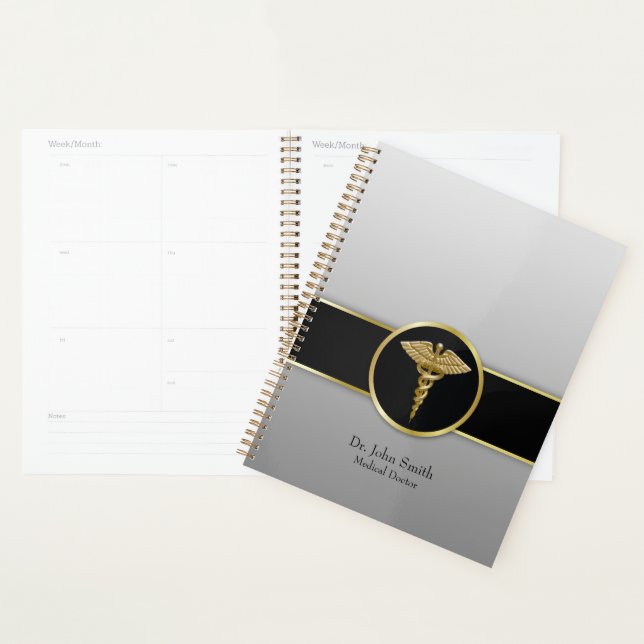 Agenda Caduco Médico Dourado Profissional (Exibição)