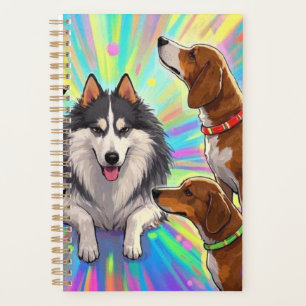 Agenda Cães Cachorros com fundo arco-íris