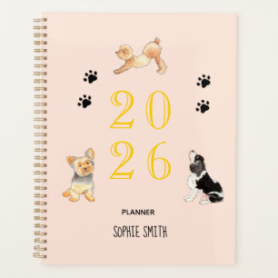 Agenda Cães com Cores d'água Cute 2026 Nomeação
