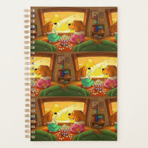 Agenda Cães de desenho animado bonitos pipocas e filmes