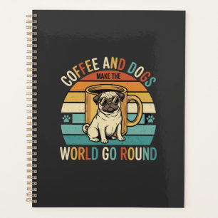 Agenda Café e Cães Pug Retro Amante