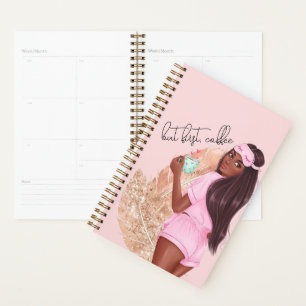 Agenda Café Falso Brilho Menina Cabelo Vermelho Rosa Marr