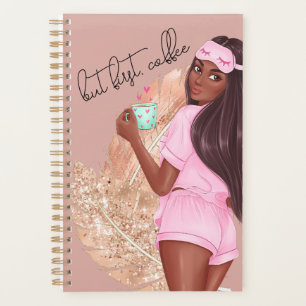 Agenda Café Faux Gliter Rapariga Cabelo Castanho Rosa ros