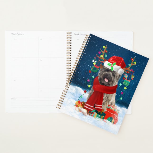 Agenda Cairn Terrier Dog em Neve com presentes de Natal (Exibição)