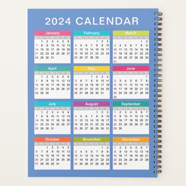 Agenda Calendário 2024 bonito e colorido | Planner (Verso)