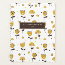 Calendário do Padrão Floral Amarelo do meio século