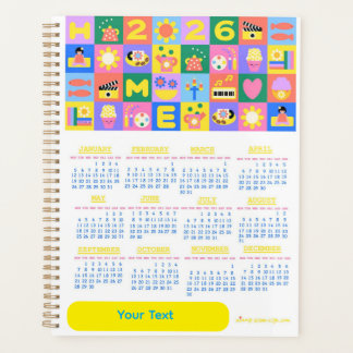 Agenda Calendário doméstico fácil e feliz personalizado 2