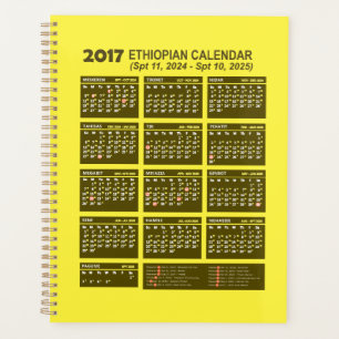 Agenda Calendário etíope 2017 Ano 2024 e 2025