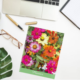 Agenda Calendário Floral do Jardim Flor Zinnia   Planner