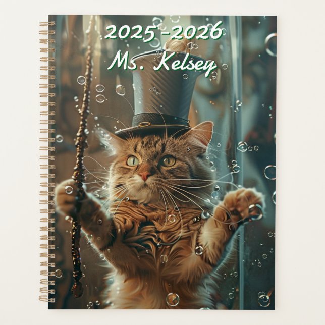 Agenda Calendário Mágico de Gato com Bigodes Personalizáv (Frente)