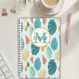 Agenda Calendário Monogramado com Padrão Tropical e