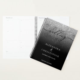Agenda Caligrafia de Casamento Glitter Prata ESPELHANTE
