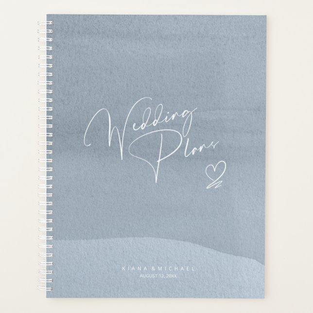 Agenda Caligrafia Planos de Casamento Dusty Blue ID771 (Frente)