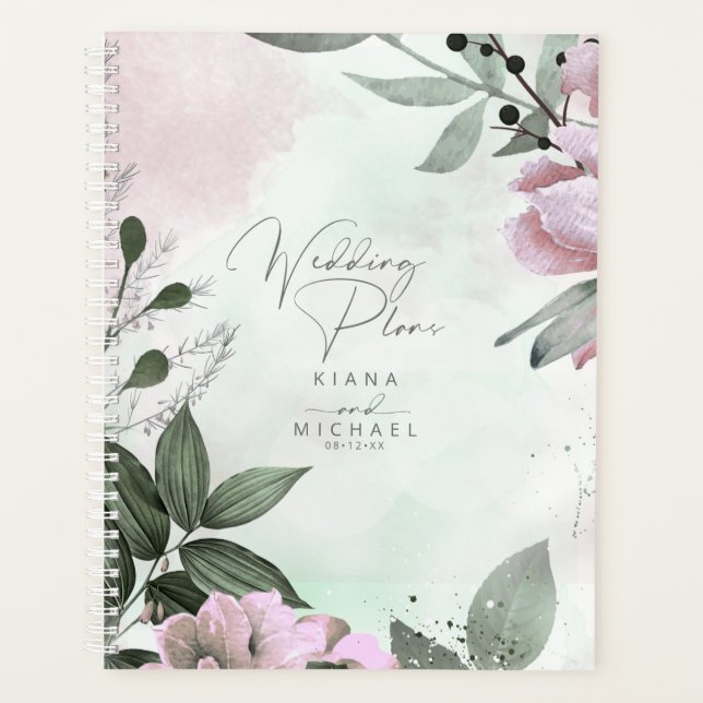 Agenda Calliografia Floral Wedding Mauve ID771 (Frente)