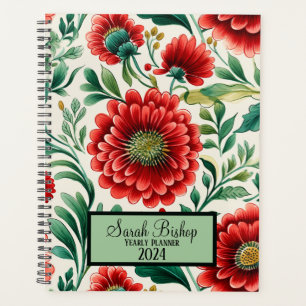 Agenda Camada Vermelha Aquarela Floral Anorior Planner Ca