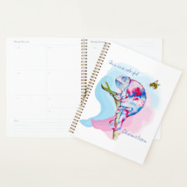 Agenda Camaleão e abelha coloridos brilhantes.