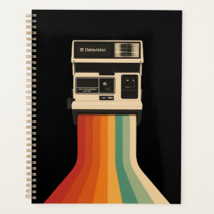 Agenda Câmera Retro com Impressão de Arco-íris