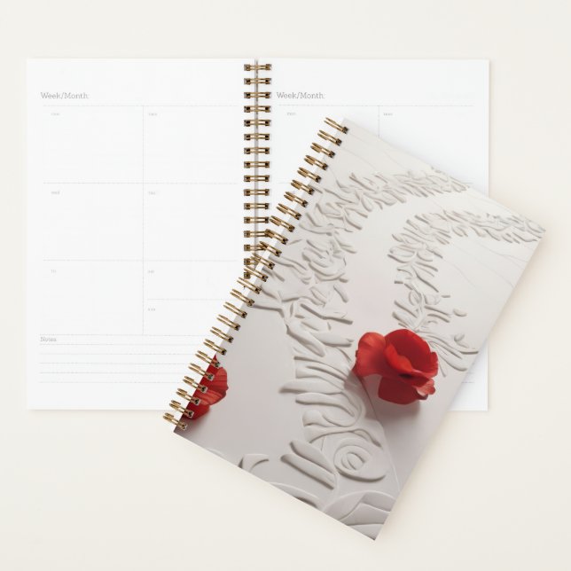 Agenda Caminho de Flor Vermelha Elegante Arte Floral (Exibição)