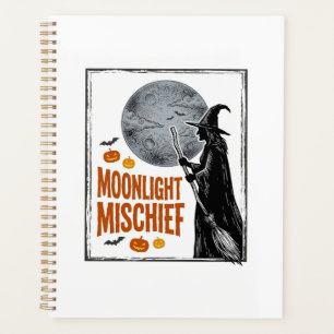 Agenda Camisa de Bruxa Vintage Silhueta da Lua de Hallowe