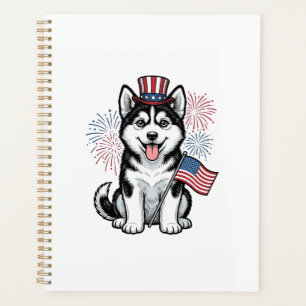 Agenda Camisa de Desenho Vintage de Cachorro Husky Patrio