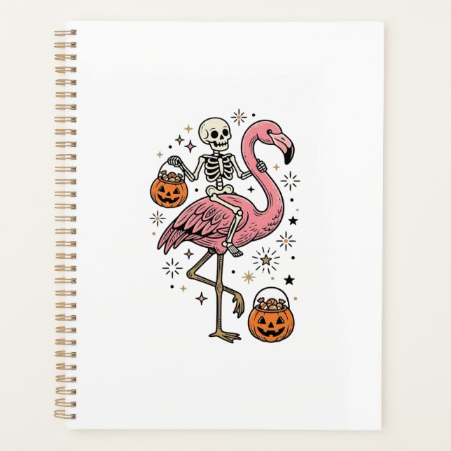 Agenda Camisa de Doce de Halloween de Flamingo Montado em (Frente)